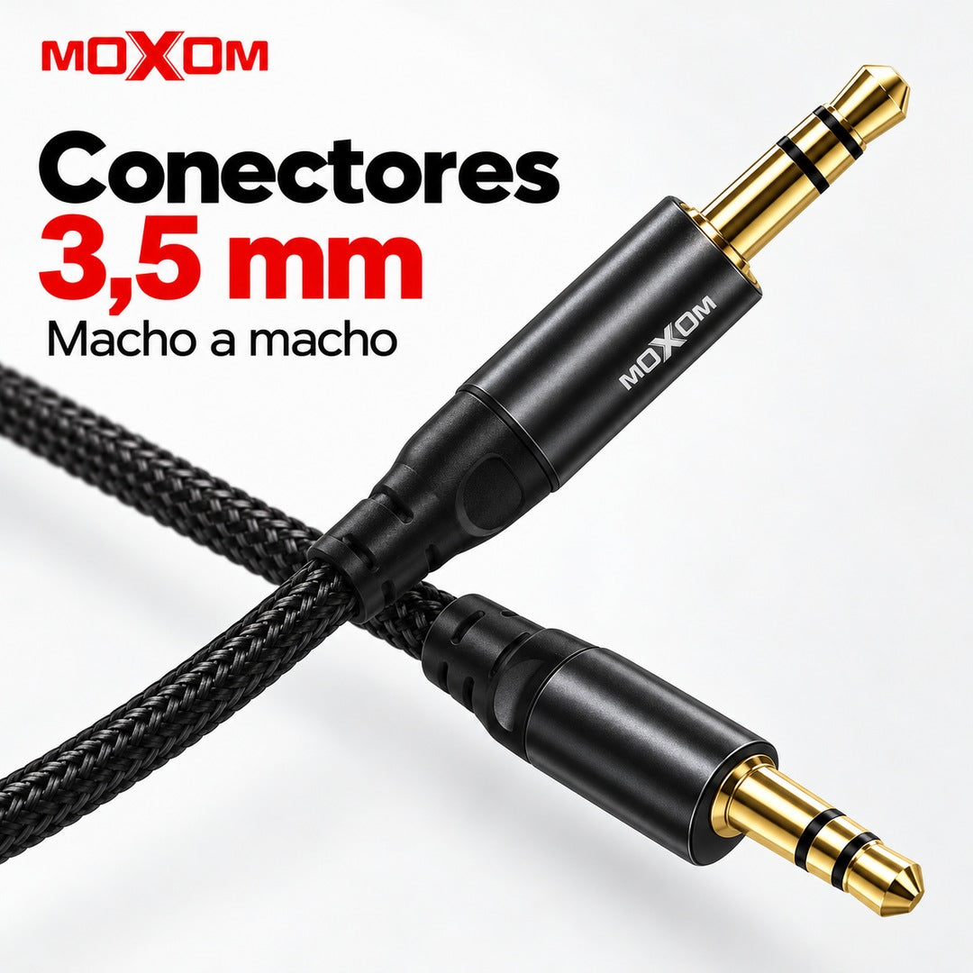 Cable Auxiliar Moxom LX-AX816 3,5 mm Macho a Macho de 1 Metro