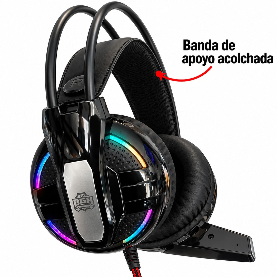 Audífonos Gamer DGX Executioner RGB con Micrófono y Adaptador – foto 6