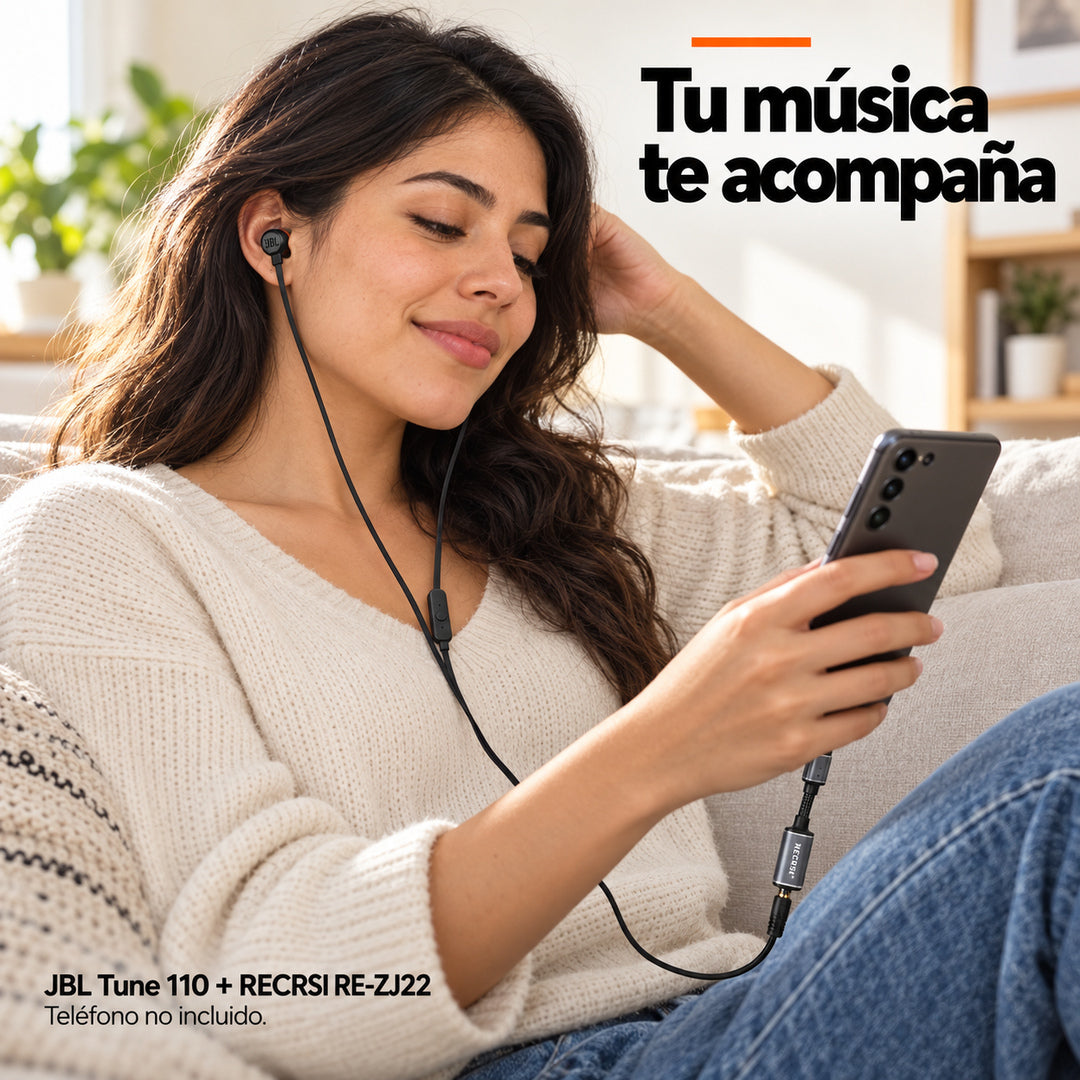 Audífonos JBL Tune 110 + Adaptador Recrsi RE-ZJ22 – foto 9