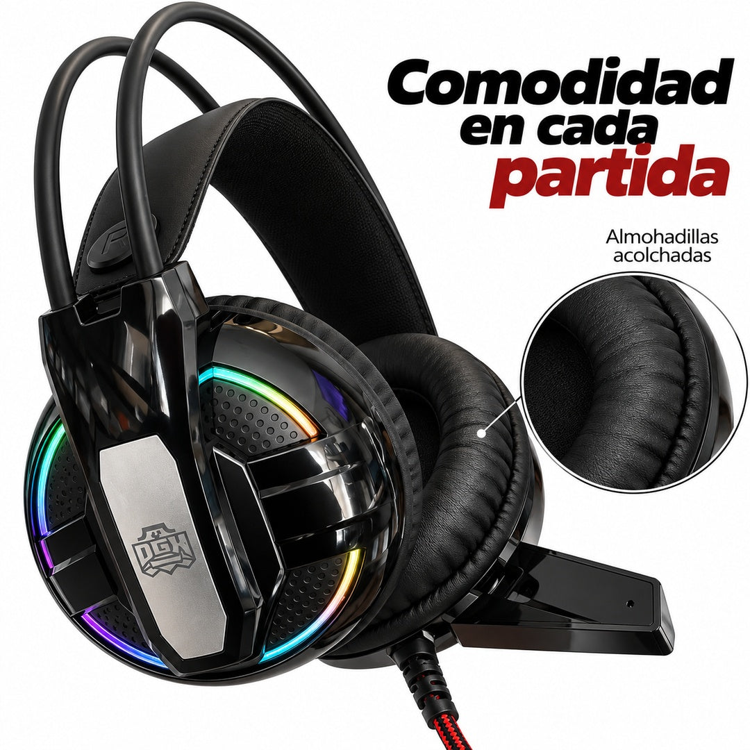 Audífonos Gamer DGX Executioner RGB con Micrófono y Adaptador – foto 3