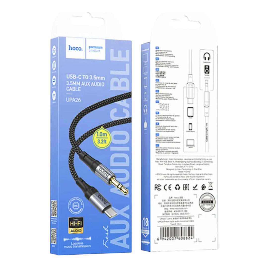 Cable Audio Hoco UPA26 USB-C a 3,5 mm Macho 1 Metro Trenzado