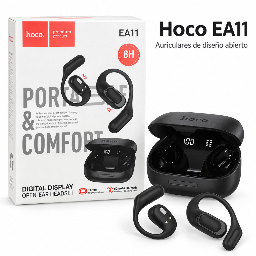 Hoco EA11 con su caja, audífonos de diseño abierto