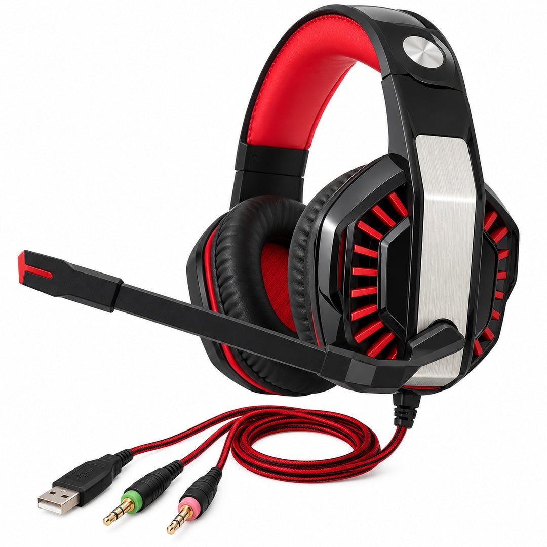 Audífonos Gamer DGX Savage con Micrófono, Negro y Rojo – foto 1