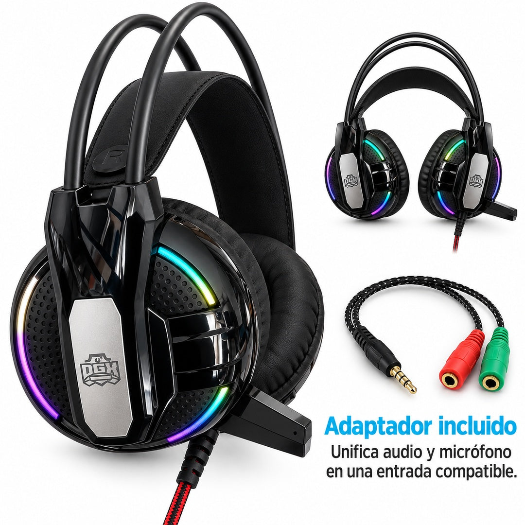Audífonos Gamer DGX Executioner RGB con Micrófono y Adaptador – foto 8