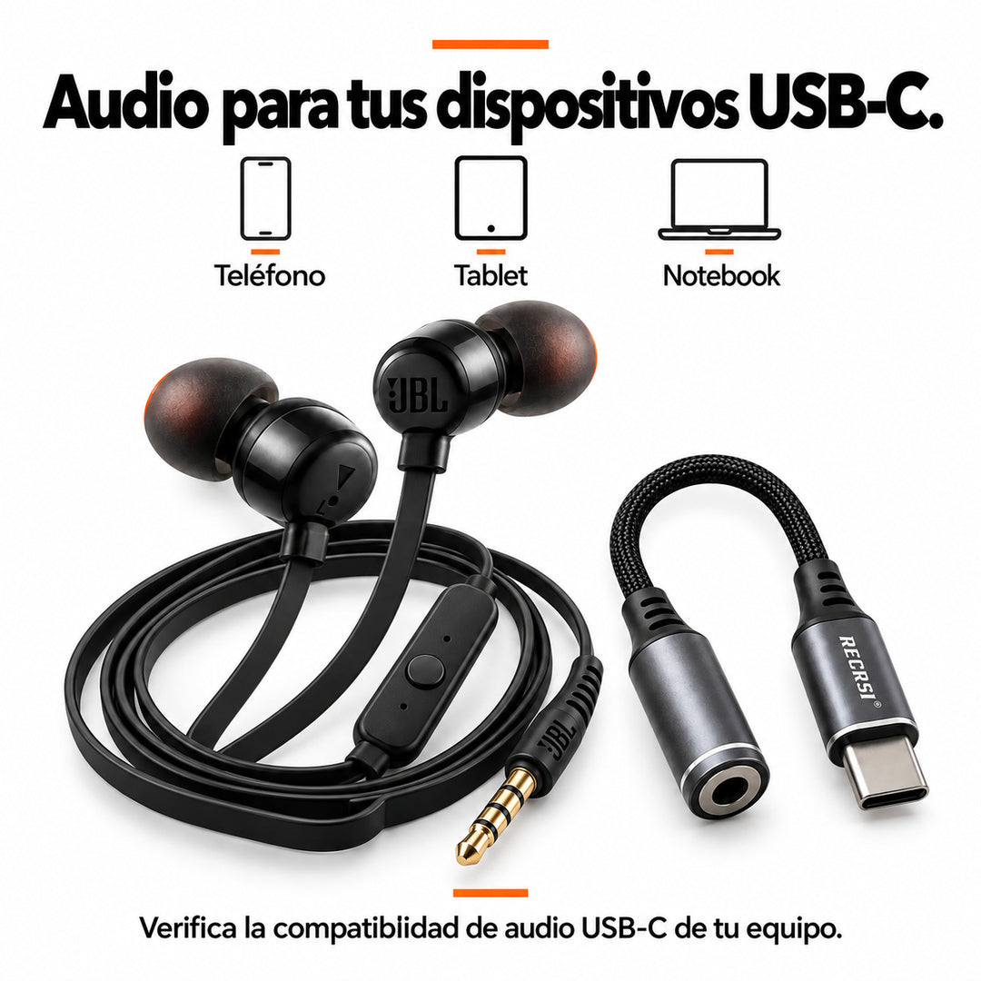 Audífonos JBL Tune 110 + Adaptador Recrsi RE-ZJ22 – foto 8