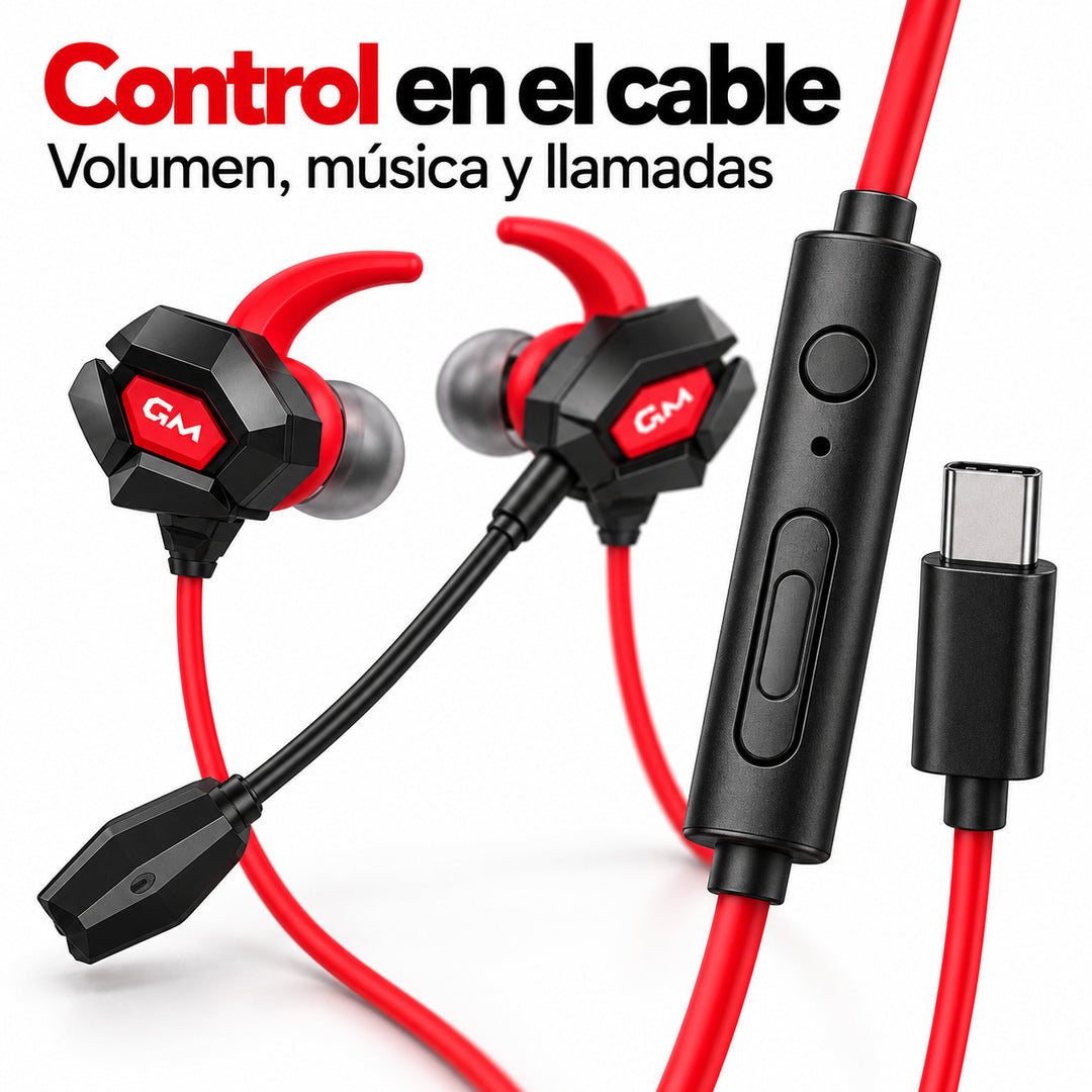 Audífonos gamer Moxom MX-EP110 USB-C - Control en cable