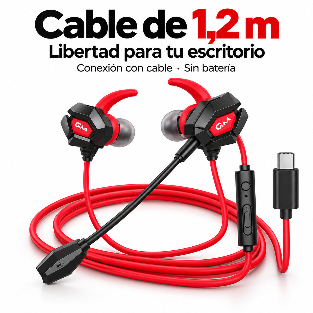 Audífonos gamer Moxom MX-EP110 USB-C - Cable de 1,2 m