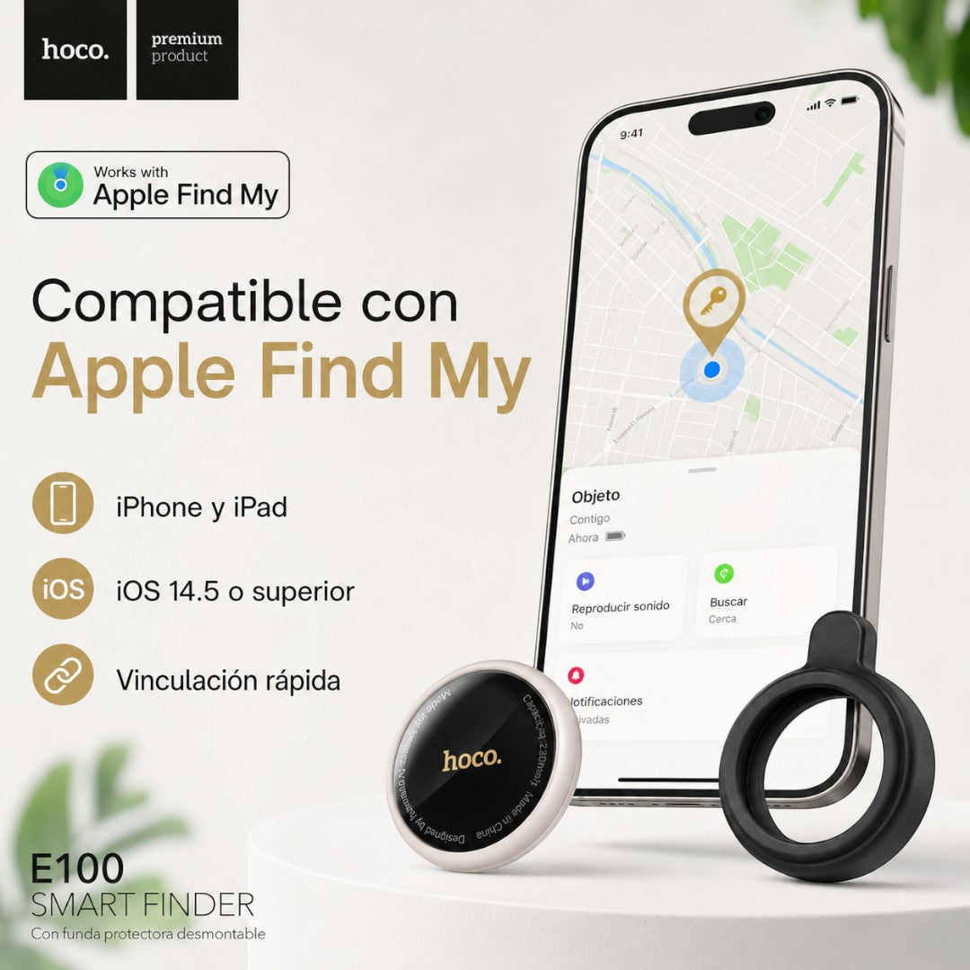 Localizador Hoco E100 Compatible con Apple Find My – Negro – foto 5