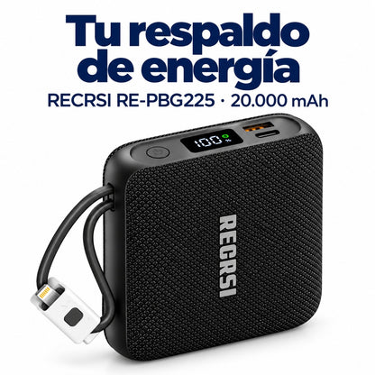 Power Bank Recrsi RE-PBG225 20.000 mAh 22,5W con Cables USB-C y Lightning – foto 10
