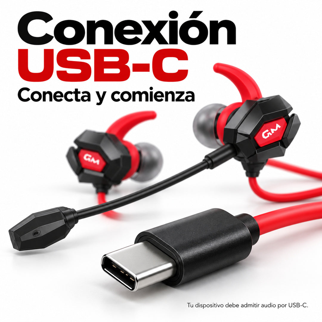 Audífonos gamer Moxom MX-EP110 USB-C - Conexión USB-C