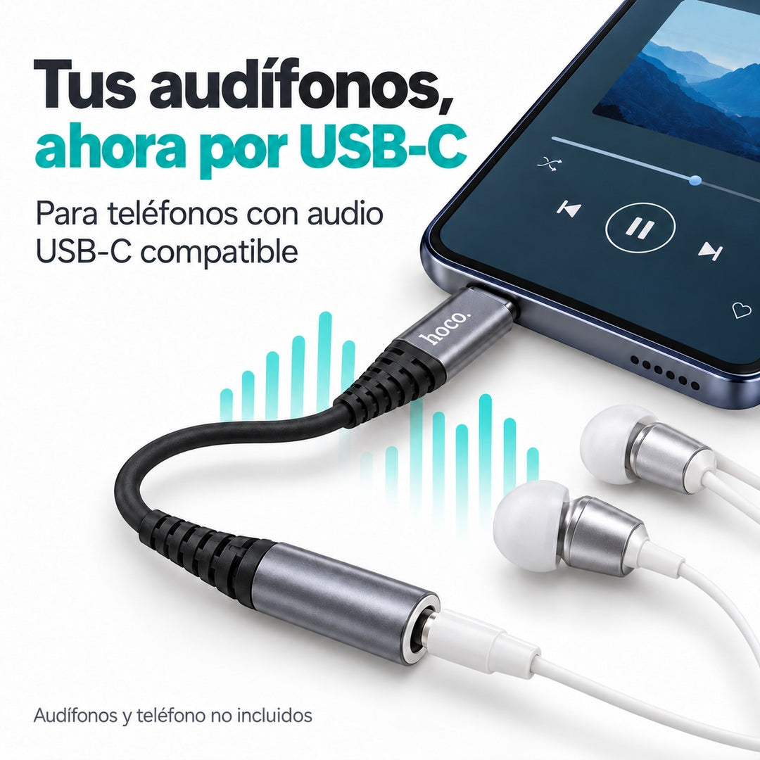 Adaptador Hoco LS33 USB-C a Jack 3,5 mm con DAC