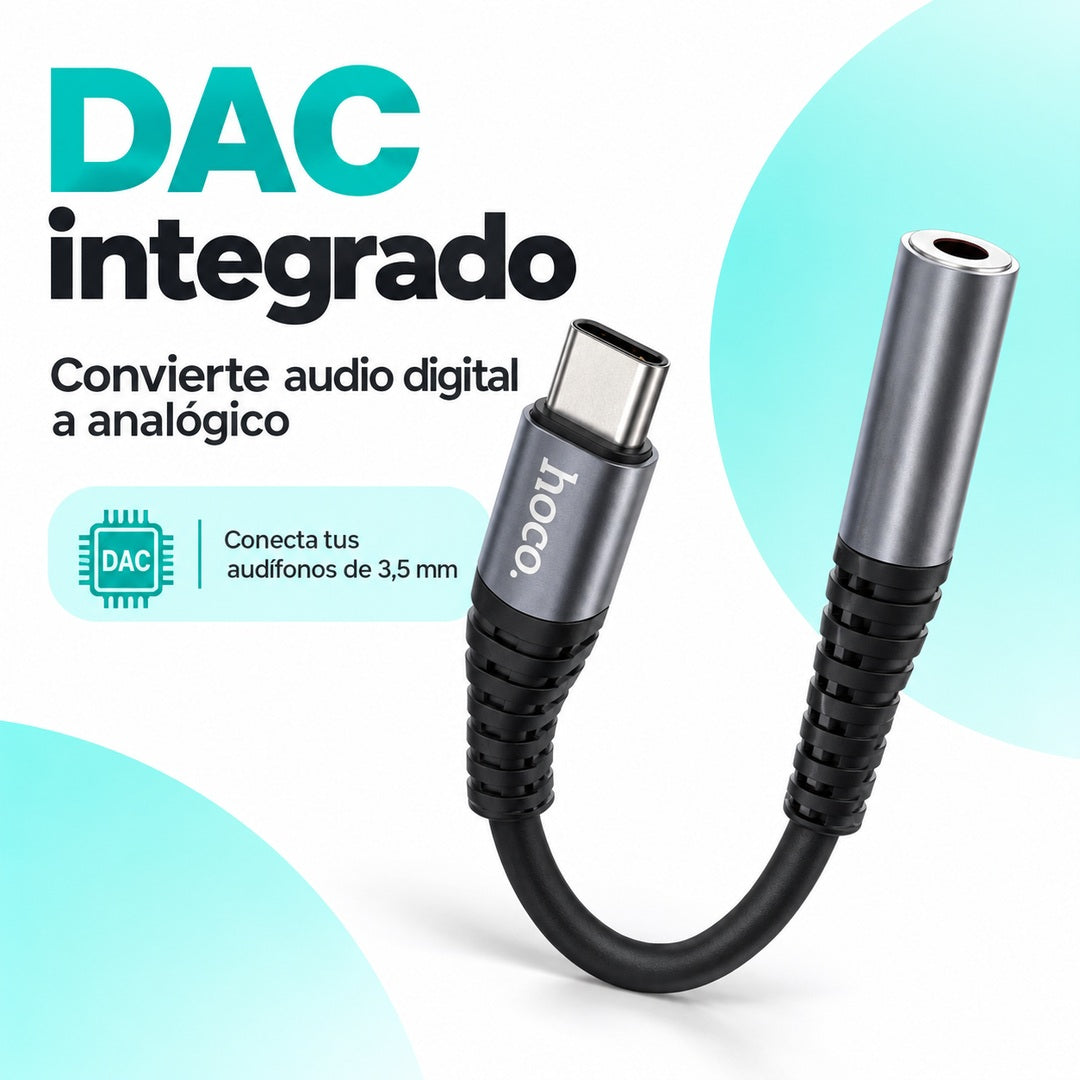 Adaptador Hoco LS33 USB-C a Jack 3,5 mm con DAC
