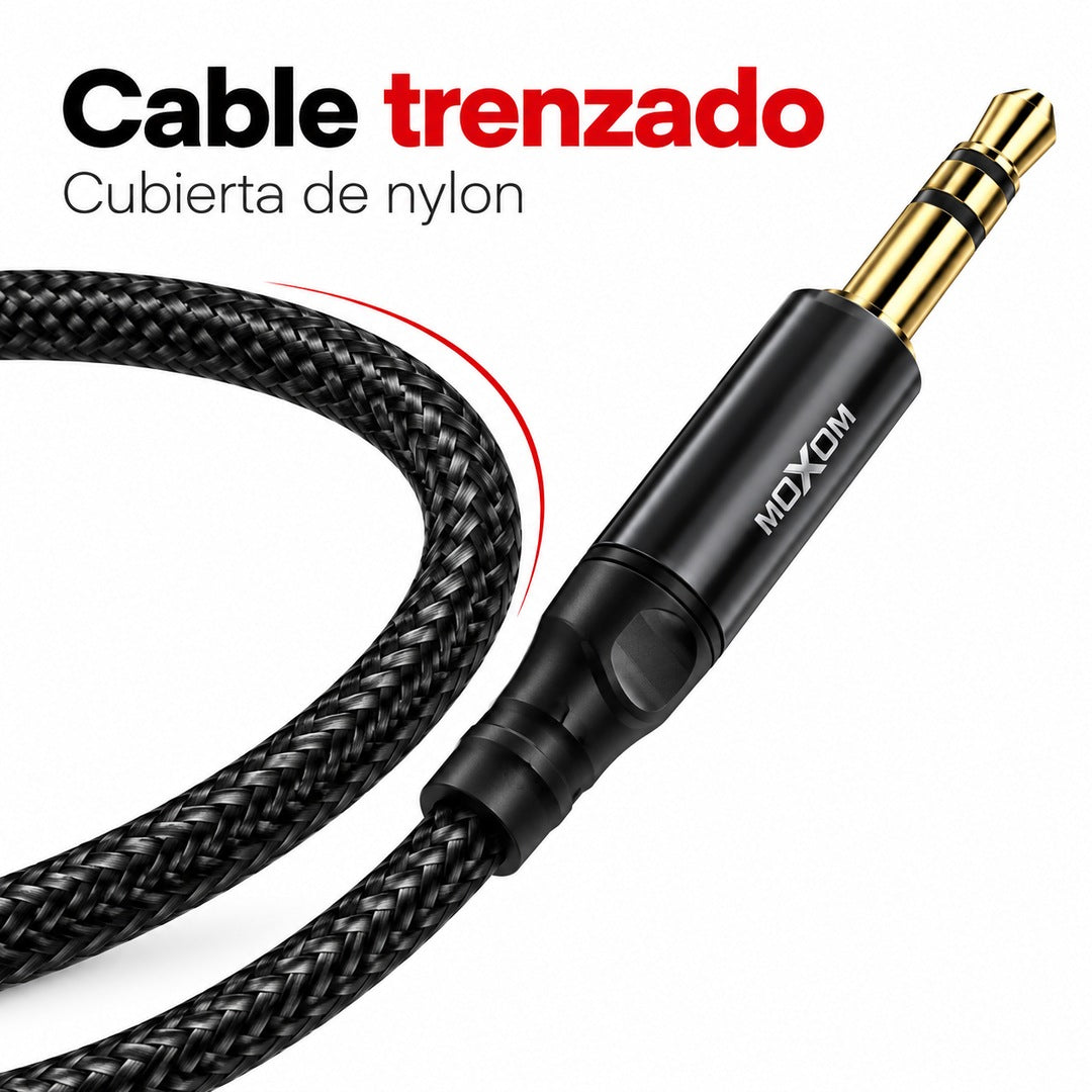 Cable Auxiliar Moxom LX-AX816 3,5 mm Macho a Macho de 1 Metro